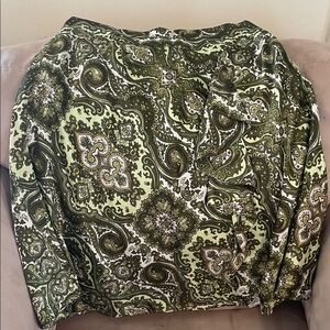 Ann Taylor Green Paisley Midi Skirt